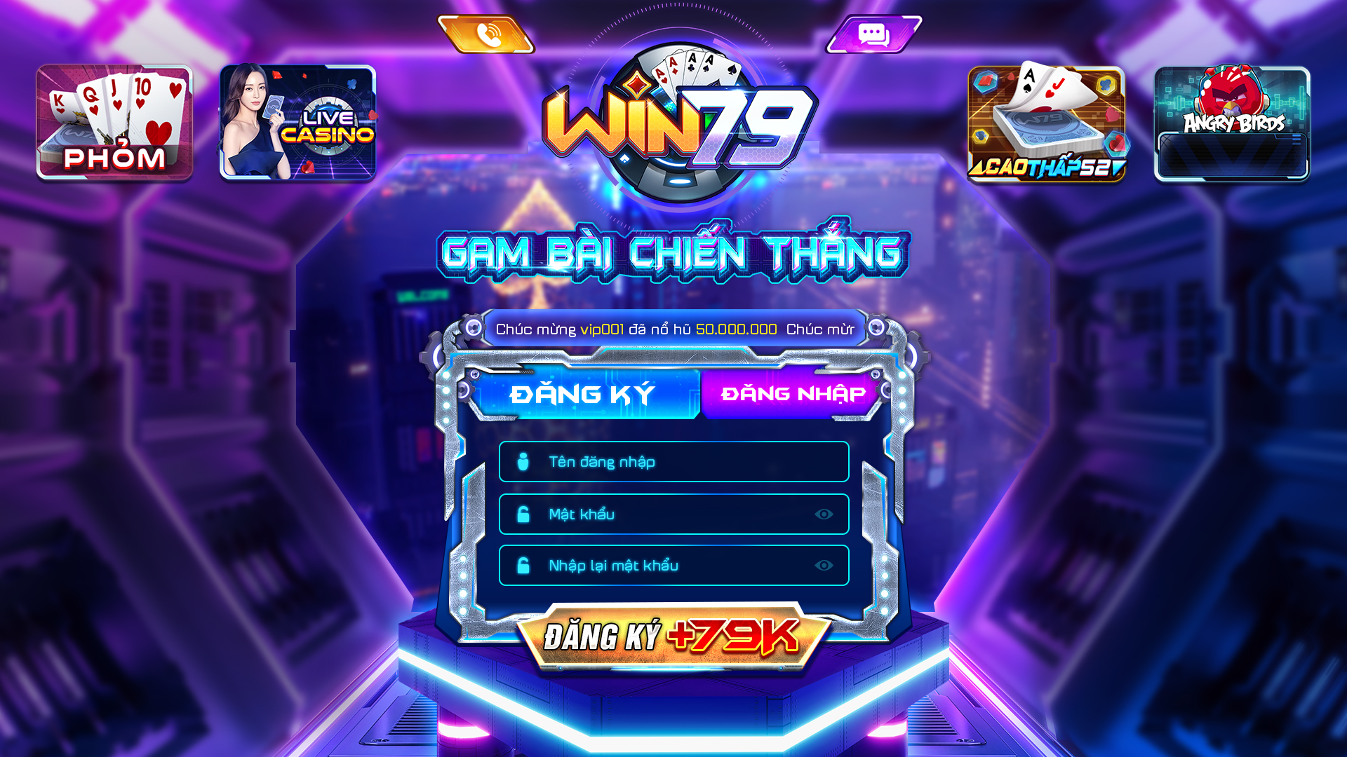 Đăng ký tài khoản cổng game Win79