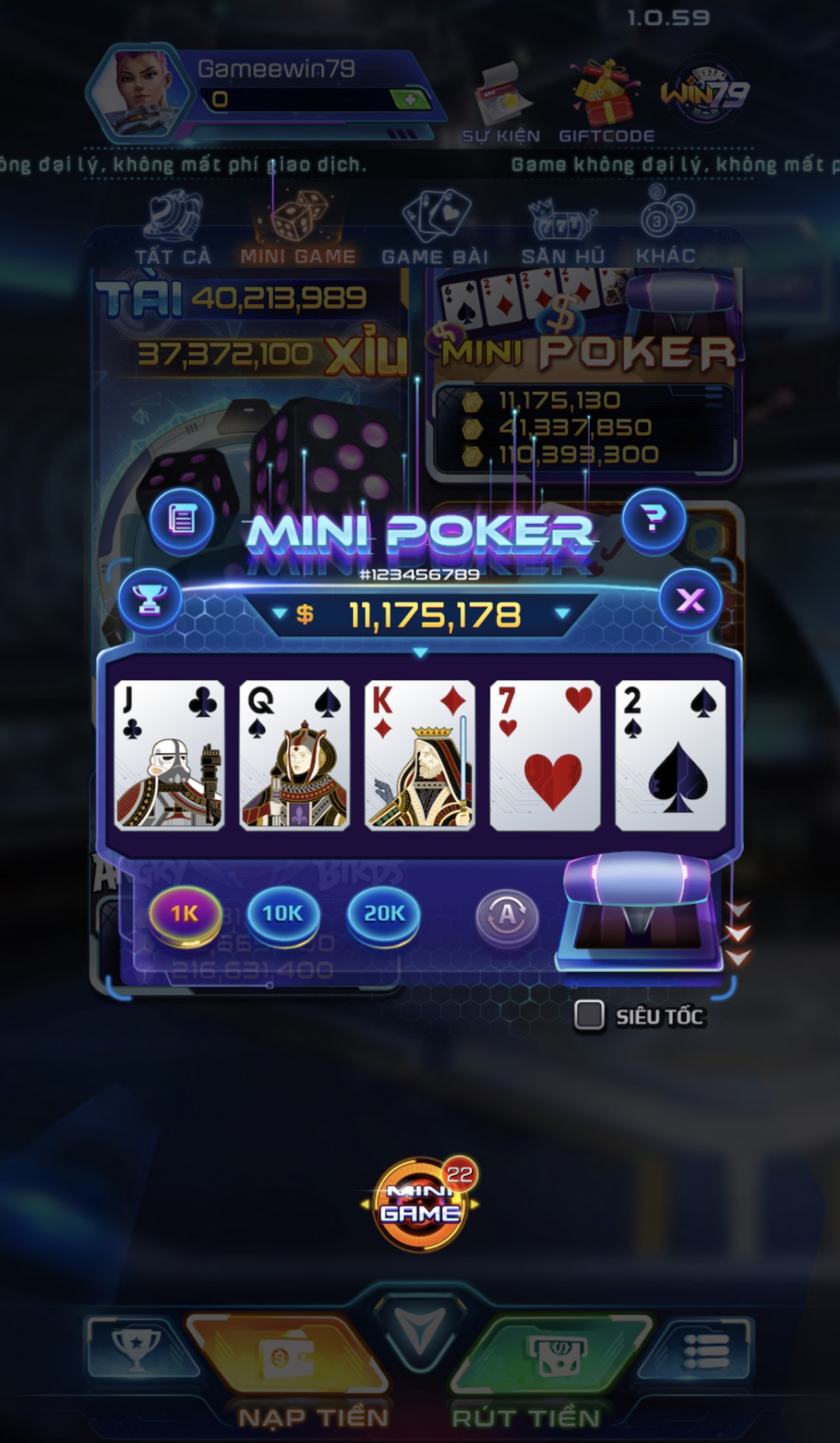Thông tin về trò chơi Mini Poker tại Win79