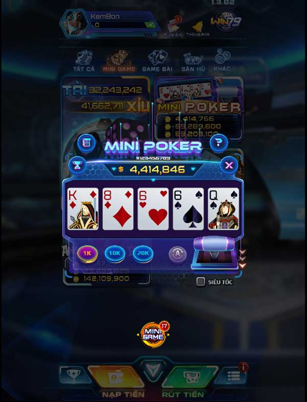 Chiến ngay Mini Poker Win79 rinh về thưởng khủng