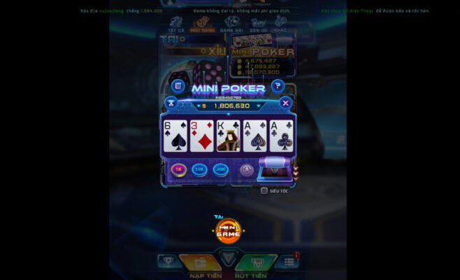 Quy trình cá cược Mini Poker có tại Win 79